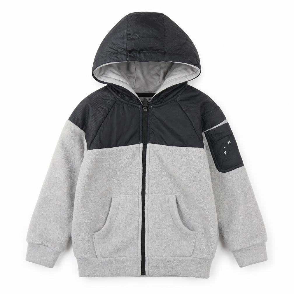 URBN-DEPT Boys Black Grey Fleece Jacket, Size 6 Years