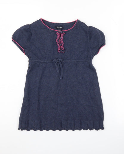 Additional front view of GANT girls’ blue cotton shift dress, 9-10 years