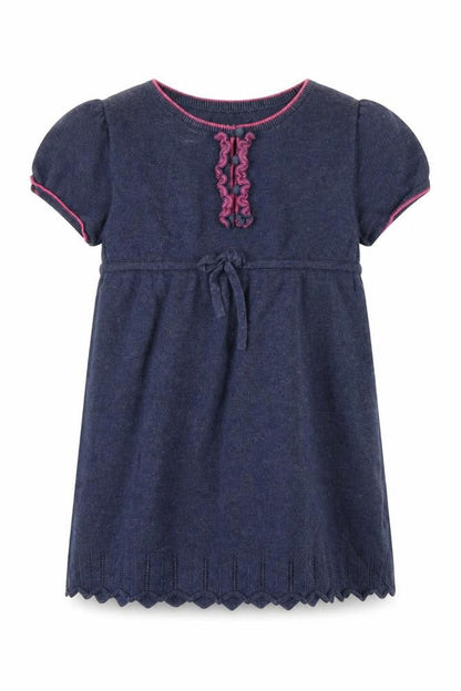 Front view of GANT girls’ blue cotton shift dress, 9-10 years