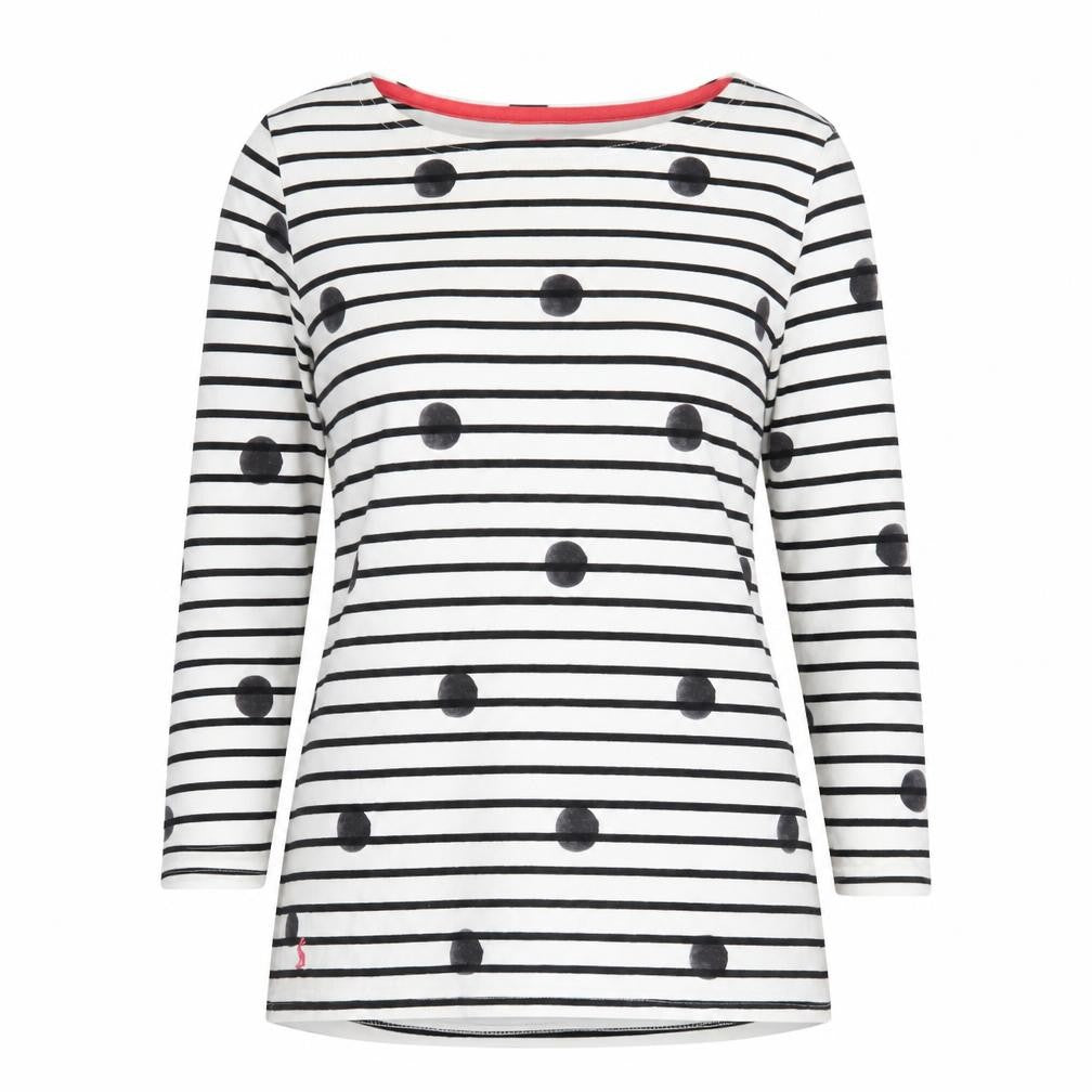 Joules Women's White Striped Cotton Boat Neck Top