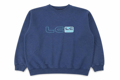 Front view of Lee Cooper Men's Blue Medium Logo Pullover Sweatshirt