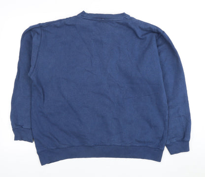Back view of Lee Cooper Men's Blue Medium Logo Pullover Sweatshirt