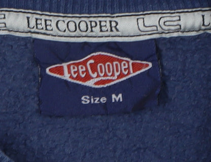 Close-up detail of Lee Cooper Men's Blue Medium Logo Pullover Sweatshirt