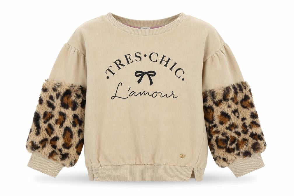 River Island Girls Beige Animal Print Pullover Hoodie 3 Years