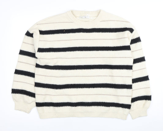 Marks and Spencer Women's Ivory Striped Pullover Jumper L