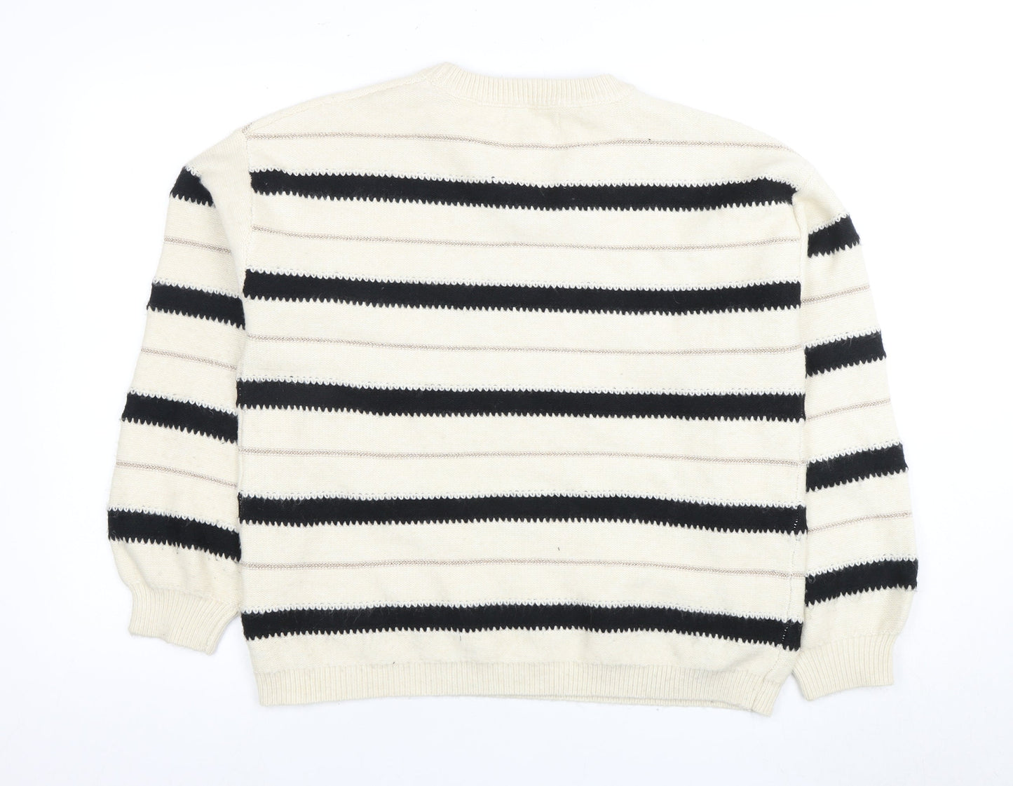 Marks and Spencer Women's Ivory Striped Pullover Jumper L