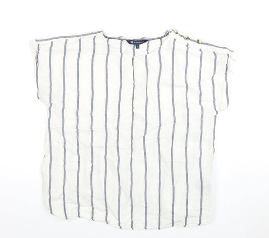 J.Crew Women's White Striped Button Top Size 12