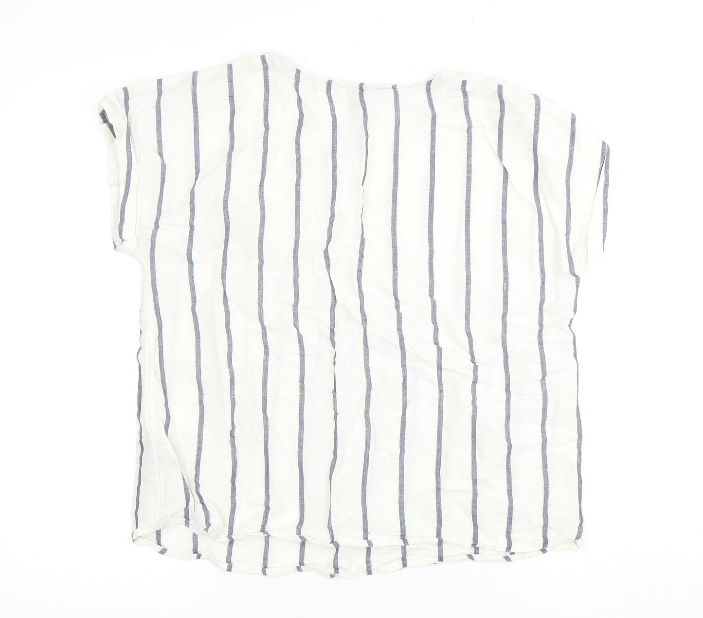 J.Crew Women's White Striped Button Top Size 12