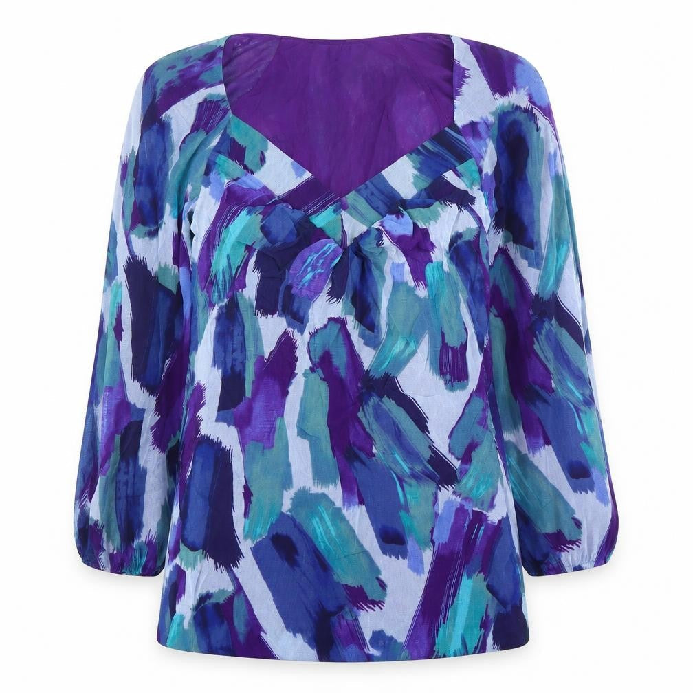 Coast Multicoloured Tunic Blouse, Size 12, V-Neck