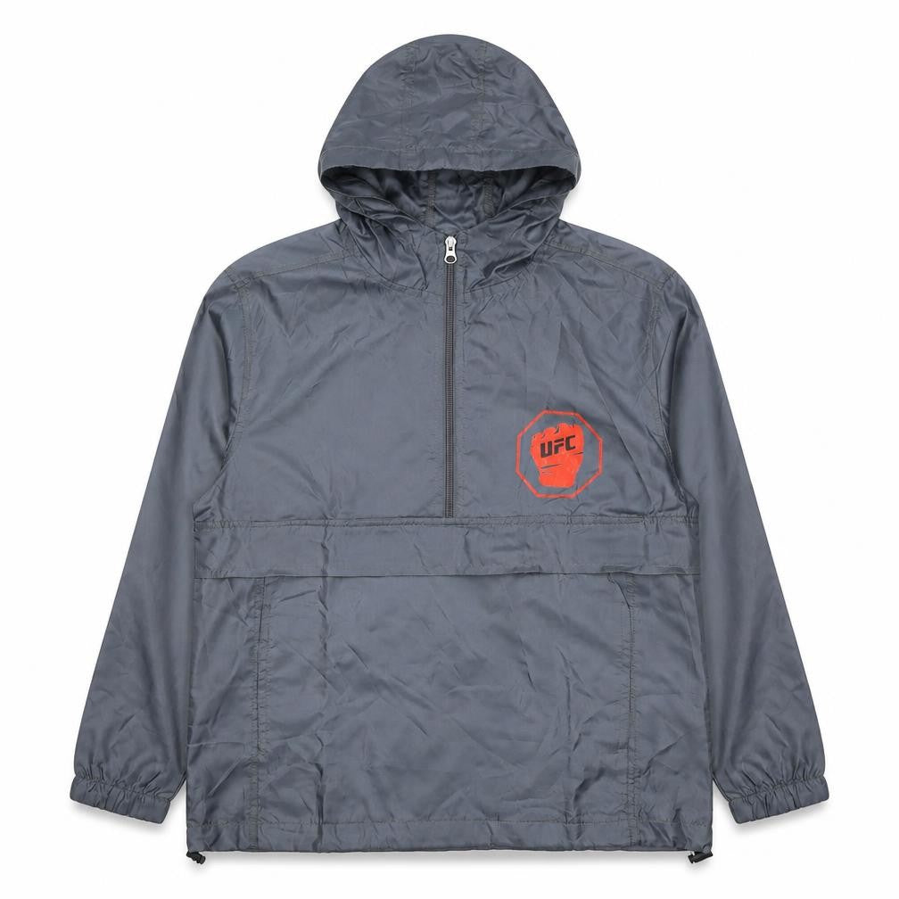 UFC Boys Grey Anorak Jacket L - Hooded Zip Activewear