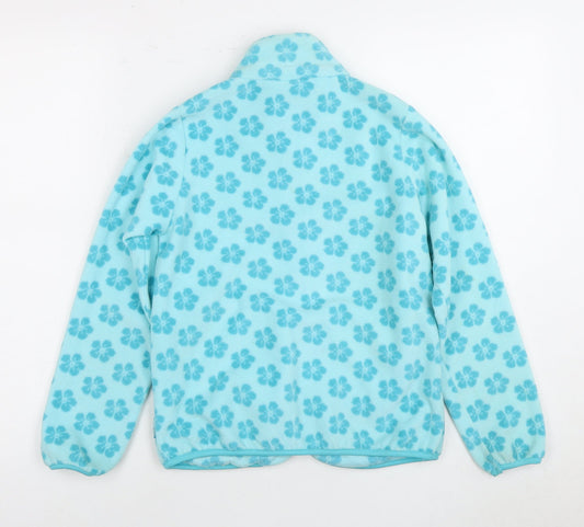 Trespass Girls Blue Floral Fleece Jacket 9-10 Years