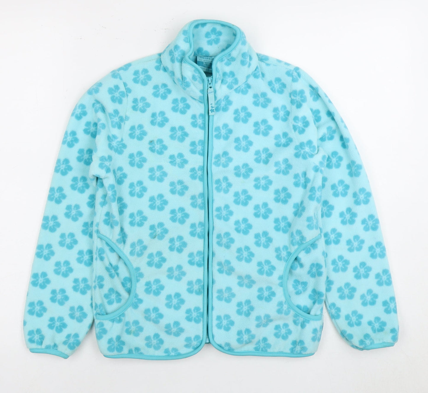Trespass Girls Blue Floral Fleece Jacket 9-10 Years