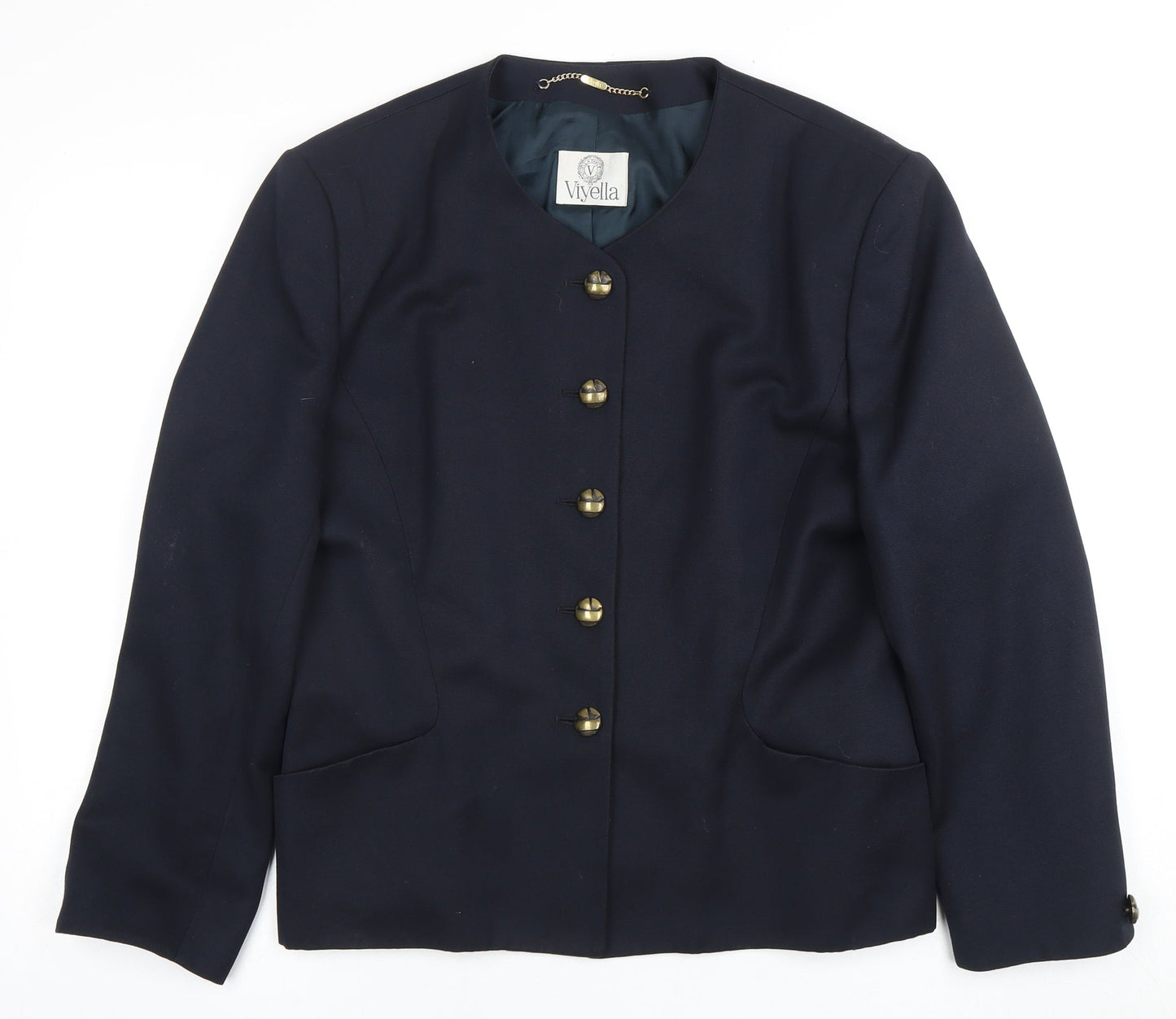 Viyella Women's Blue Wool Suit Jacket Size 16