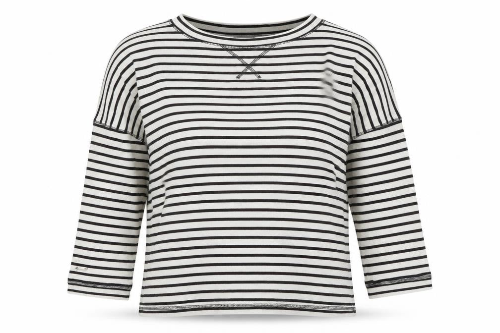 Superdry Women's Black White Stripe Jersey Top Size 4