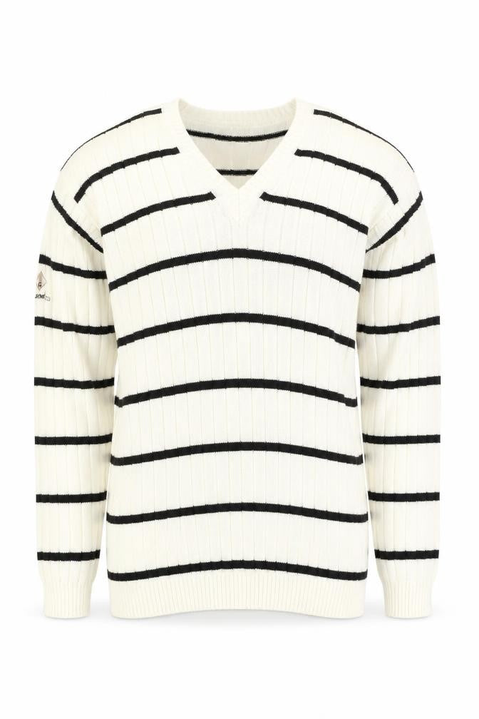 Glenmuir Men's Ivory Striped XL Pullover Jumper