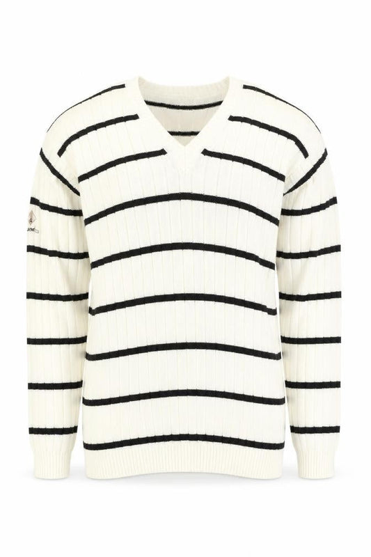 Glenmuir Men's Ivory Striped XL Pullover Jumper