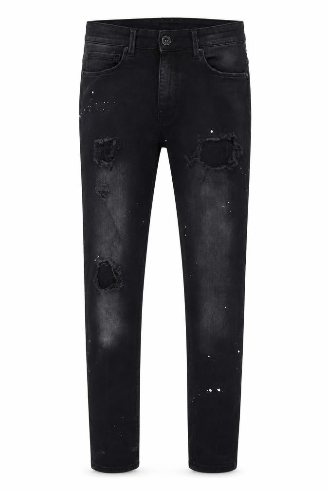 Voi Men's Black Skinny Distressed Jeans