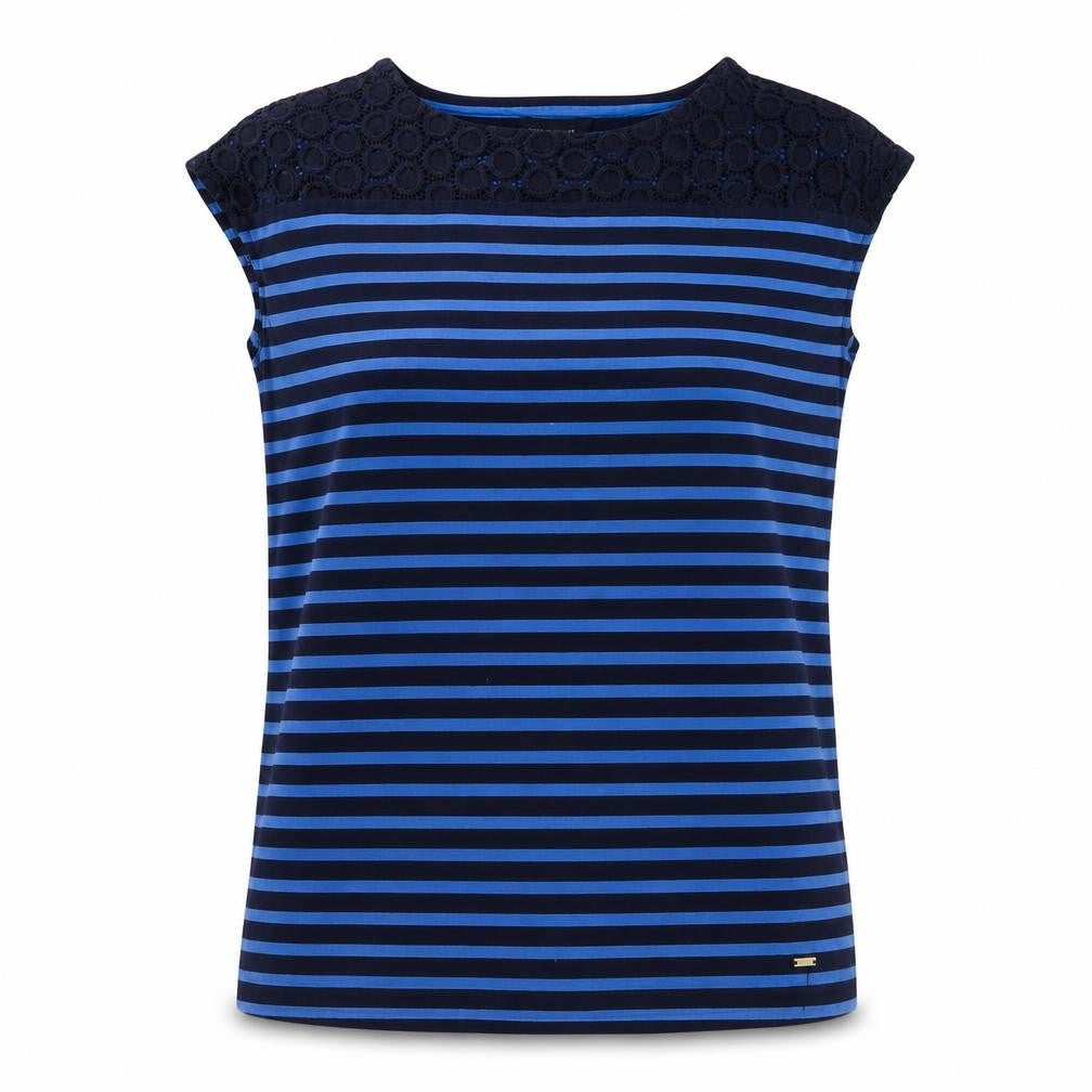 Tommy Hilfiger Women's Blue XS Sleeveless Lace Tee
