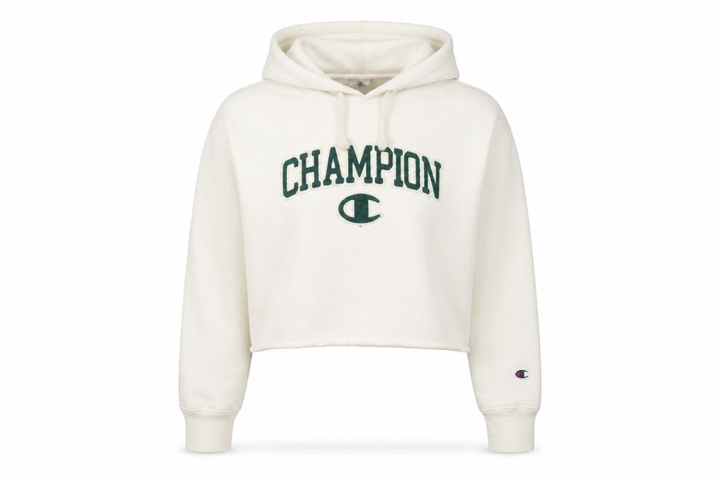 Champion Women's Ivory Hoodie Small, Logo Accent