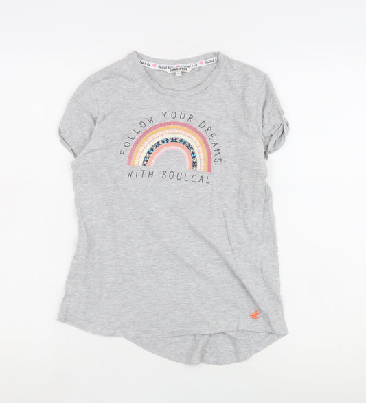 Soulcal & Co Girls Grey Graphic Print T-Shirt 13 Years