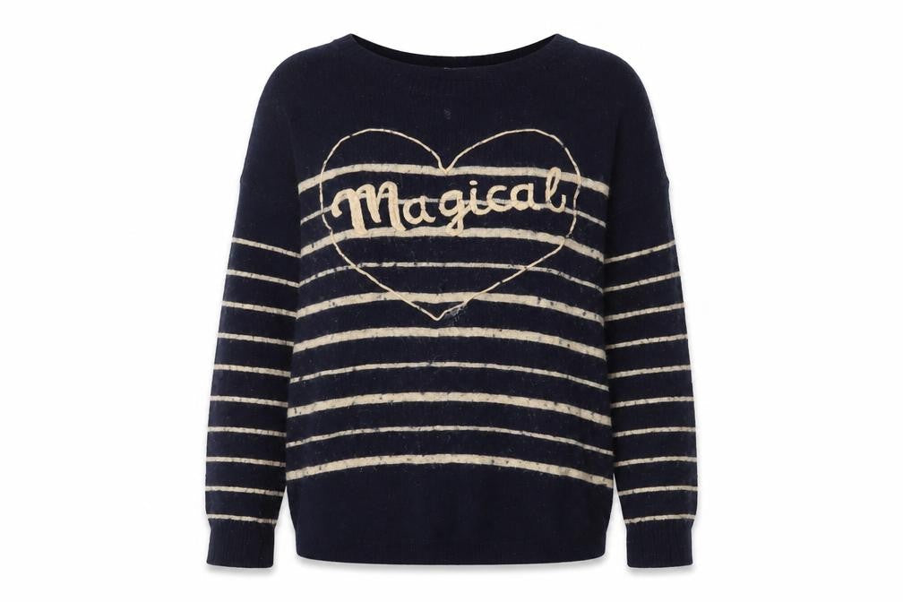 Wild Child Women's Blue Striped Pullover Jumper