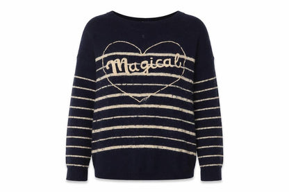 Wild Child Women's Blue Striped Pullover Jumper