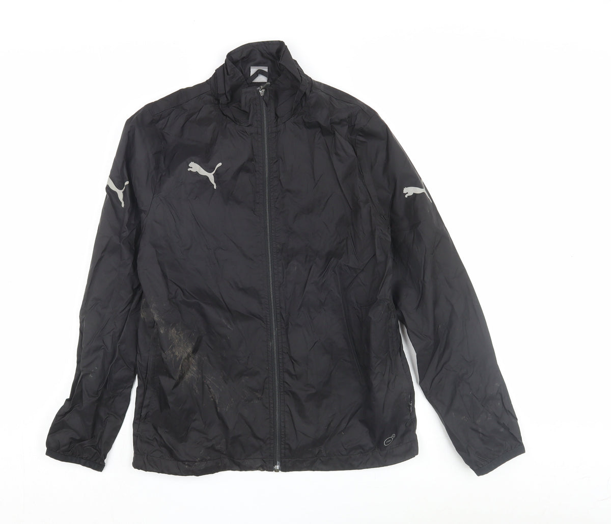 Puma Boys Black Basic Jacket, 14 Years, Logo Accents