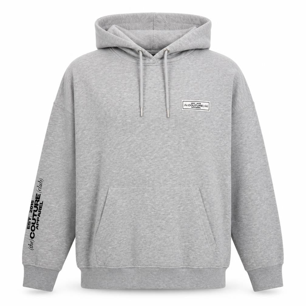 Couture Men's Grey Pullover Hoodie with Logo, Size S