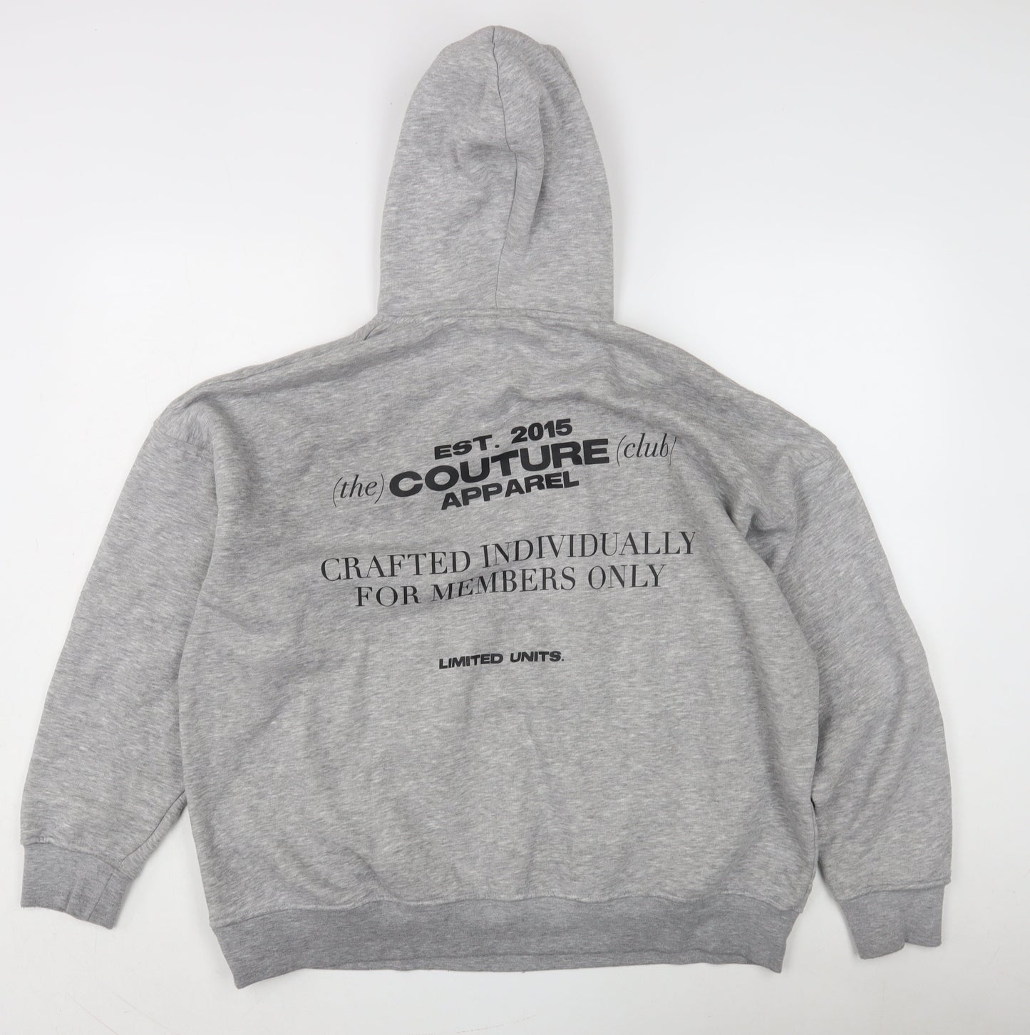 Couture Men's Grey Pullover Hoodie with Logo, Size S