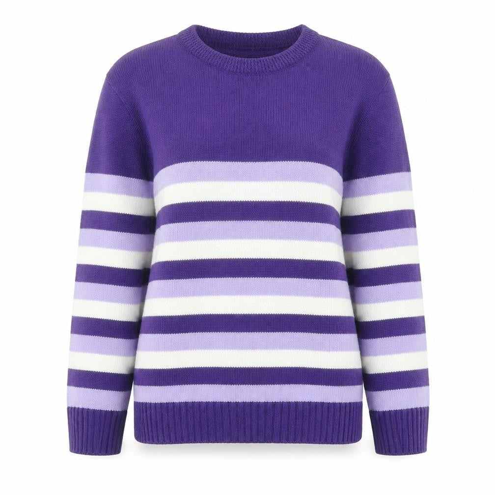 Pure & Natural Women's Purple Striped Pullover Jumper M