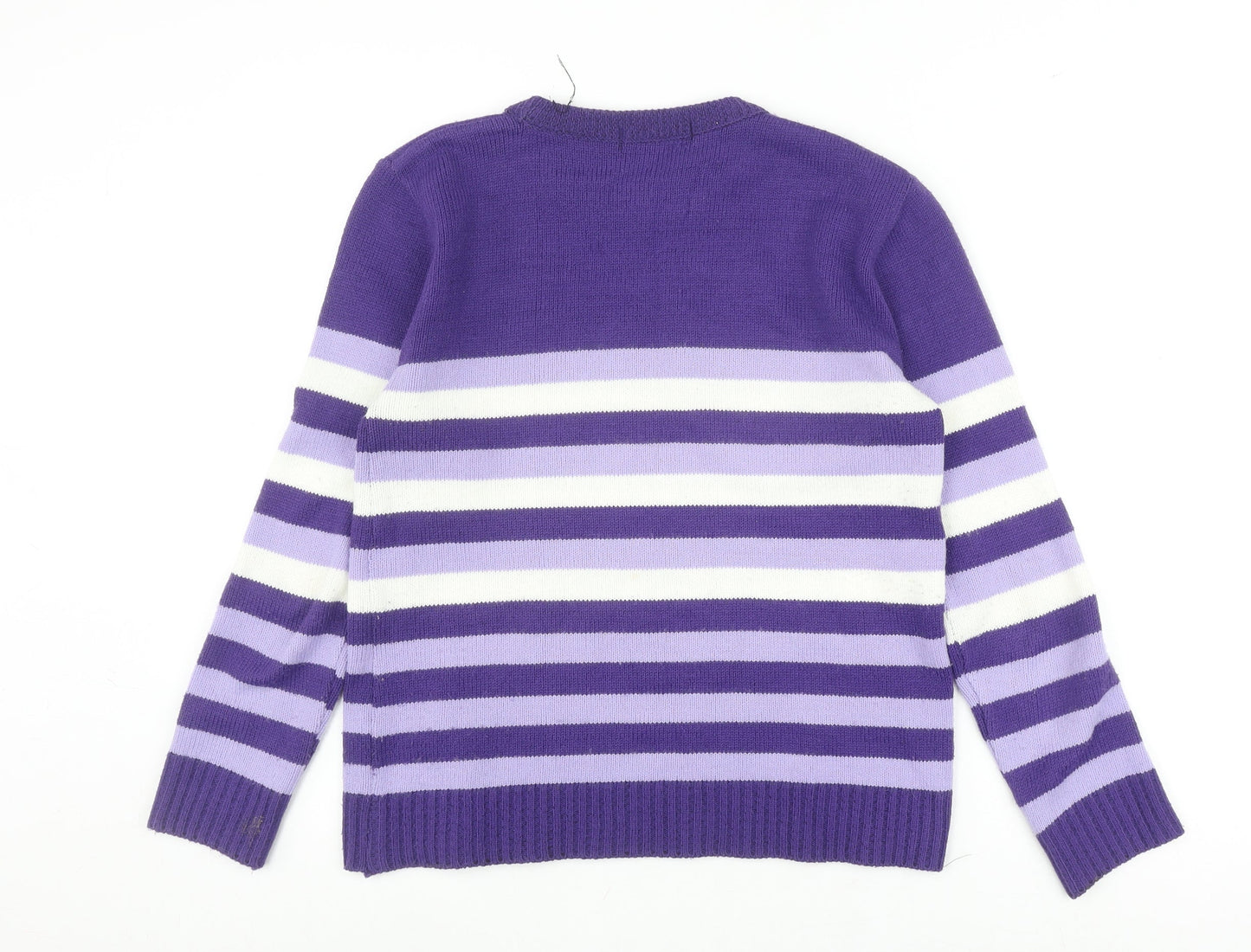 Pure & Natural Women's Purple Striped Pullover Jumper M