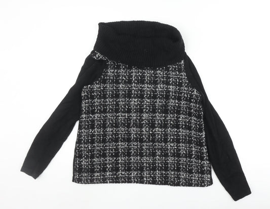 Marks and Spencer Women's Black Cowl Neck Jumper Size 10