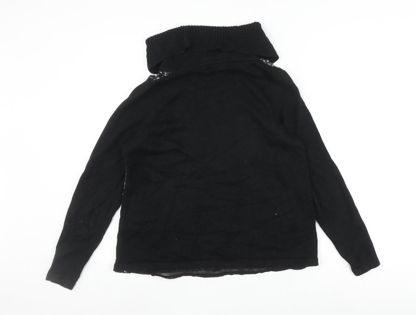 Marks and Spencer Women's Black Cowl Neck Jumper Size 10