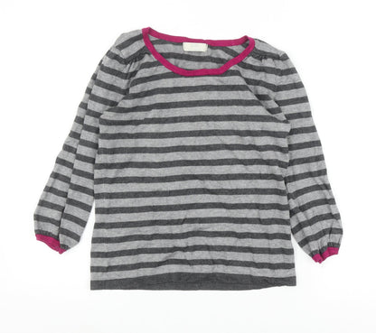 Preloved Marks and Spencer Women's Grey Striped Top Size 12 - Front