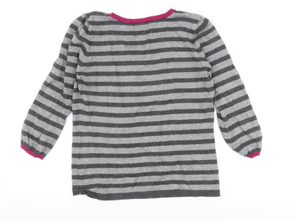 Preloved Marks and Spencer Women's Grey Striped Top Size 12 - Back