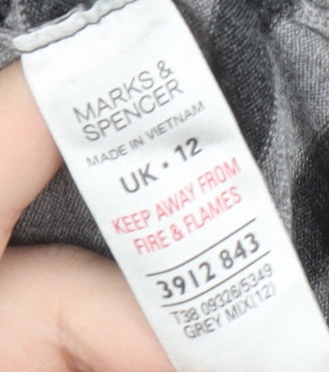 Preloved Marks and Spencer Women's Grey Striped Top Size 12 - Label