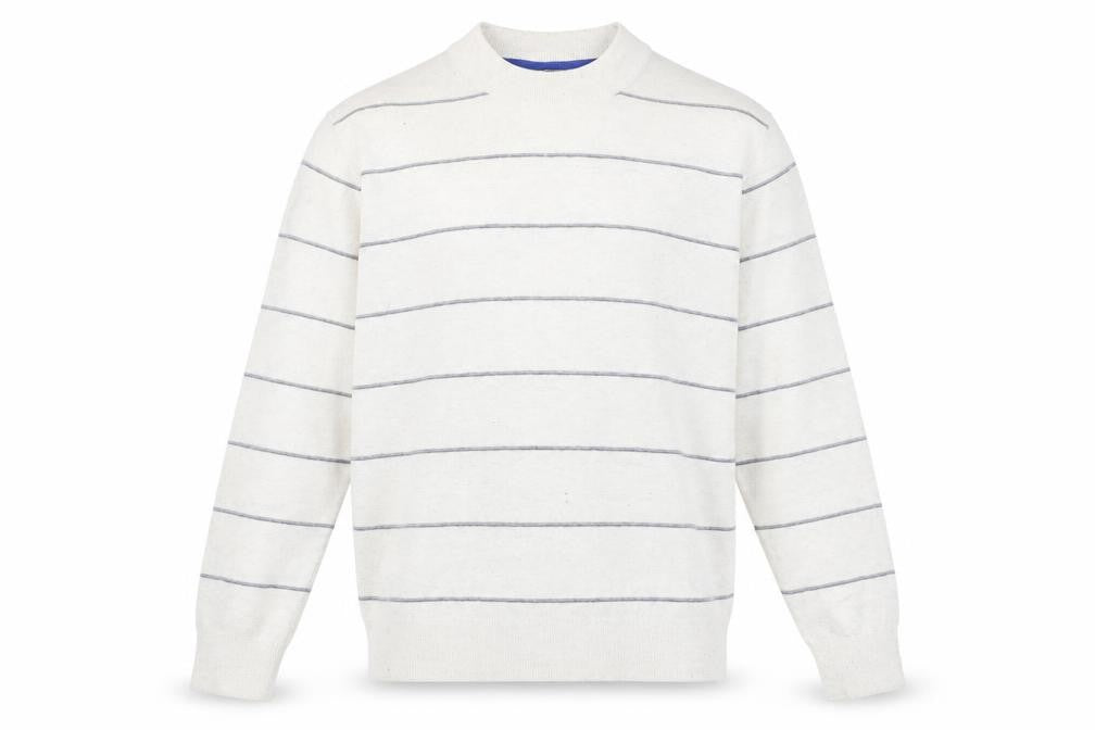 Ted Baker Ivory Striped Crew Neck Men's Pullover Jumper