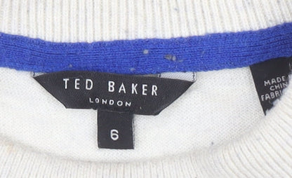 Ted Baker Ivory Striped Crew Neck Womens Pullover Jumper