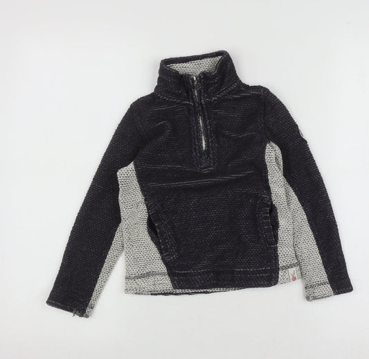 Weird Fish Girls Black 1/4 Zip Sweatshirt Size 5-6 Years