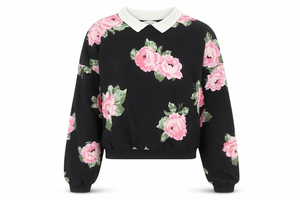 H&M Girls Black Floral Sweatshirt Pullover 13-14 Years