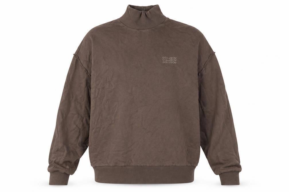 Collusion Brown High Neck Pullover Sweatshirt Men S