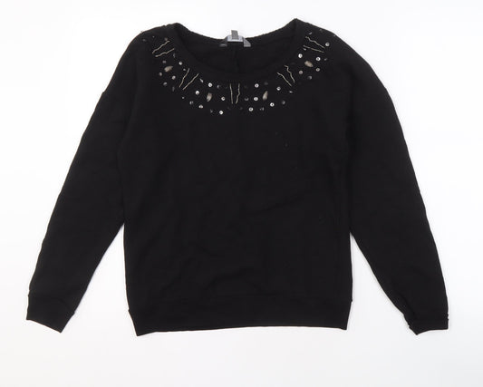 Limited Collection Women's Black Beaded Pullover Sweatshirt