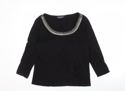 Sonsandar Women's Black Beaded Blouse Size 14