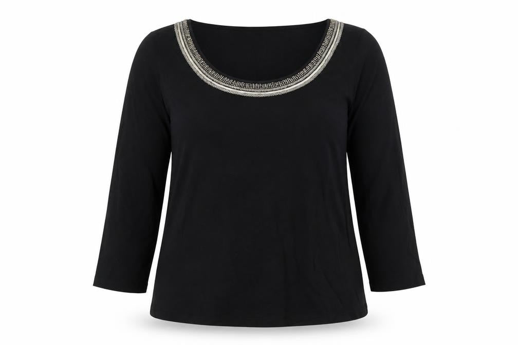 Sosandar Women's Black Beaded Blouse Size 14