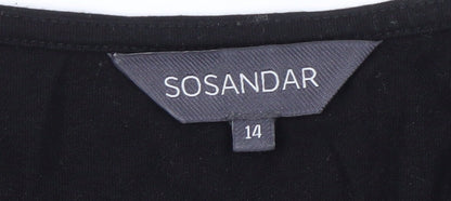 Sonsandar Women's Black Beaded Blouse Size 14