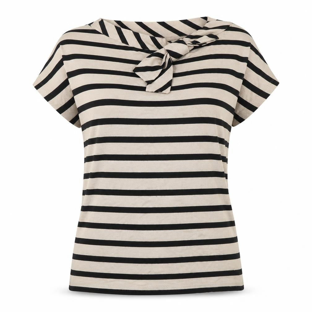 Phase Eight Women's Beige Striped Bow Blouse, Size 12