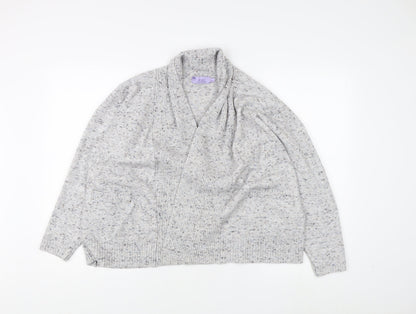 Additional front view of Honor Millburn Women's Grey Open front Cardigan, L, Open-Knit Relaxed Fit