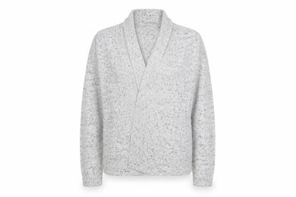 Front view of Honor Millburn Women's Grey Open front Cardigan, L, Open-Knit Relaxed Fit
