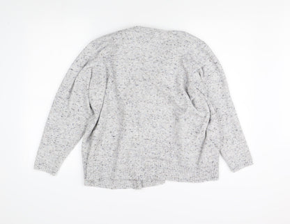Back view of Honor Millburn Women's Grey Open front Cardigan, L, Open-Knit Relaxed Fit