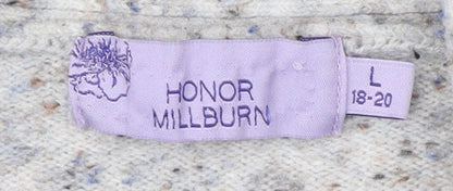 Close-up detail of Honor Millburn Women's Grey Open front Cardigan, L, Open-Knit Relaxed Fit